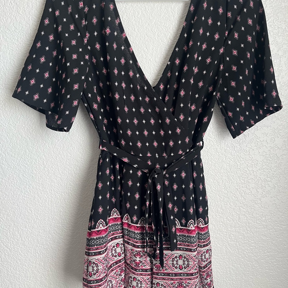 black and pink romper